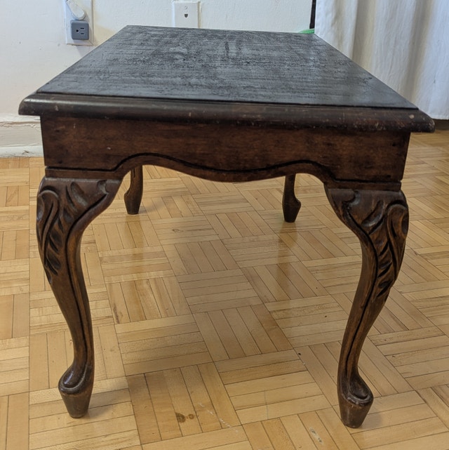 Wood End Table, Coffee Dining Table with carved legs - photo 3