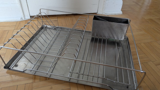 Used BIG Sink Stained Kitchen Steel Dish Drying Rack - photo 2