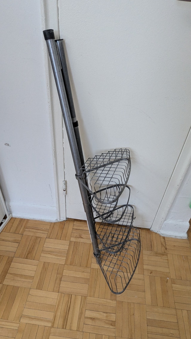 Used Adjustable Metal Shower Caddy Organizer, Tension Pole 4-She - photo 3