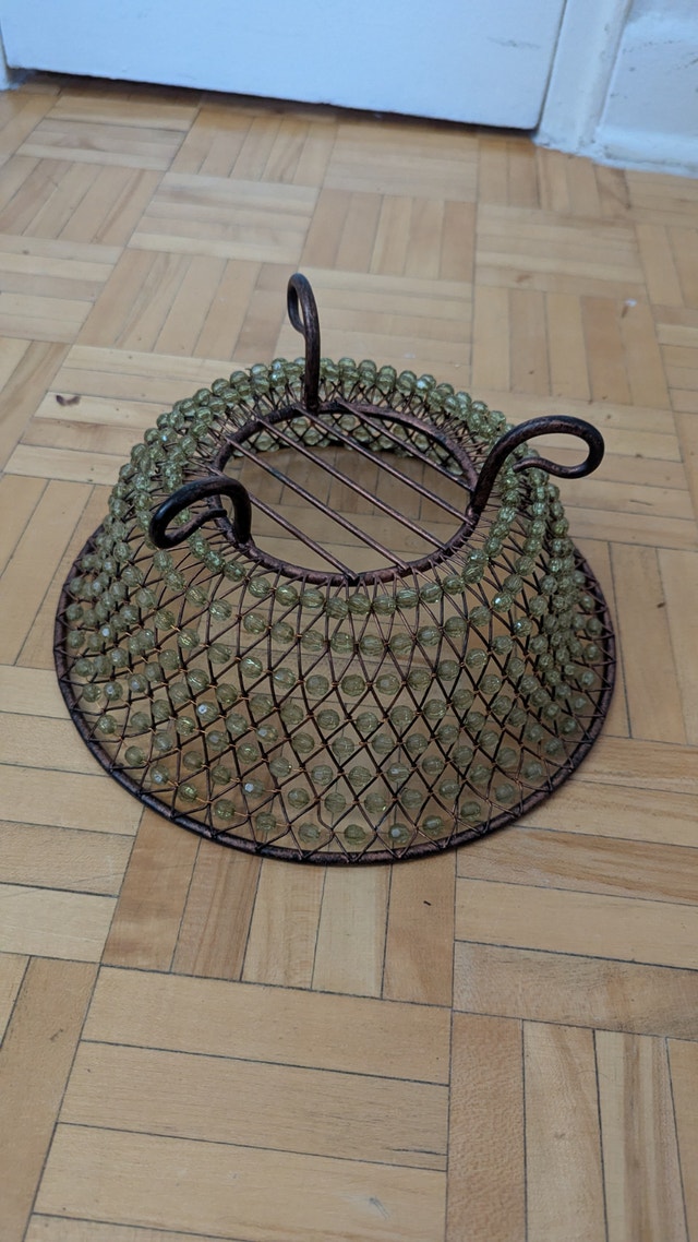 Vintage Beaded Copper Wire Fruit Bowl Basket - photo 3