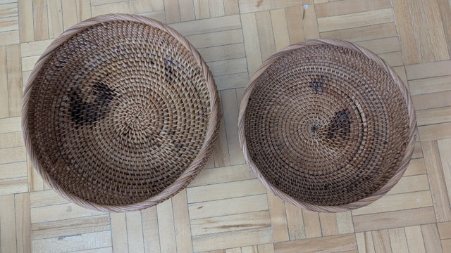 2Pcs Bamboo Basket Storage Rattan Tray Wicker Bread Fruit Bowl - photo 2