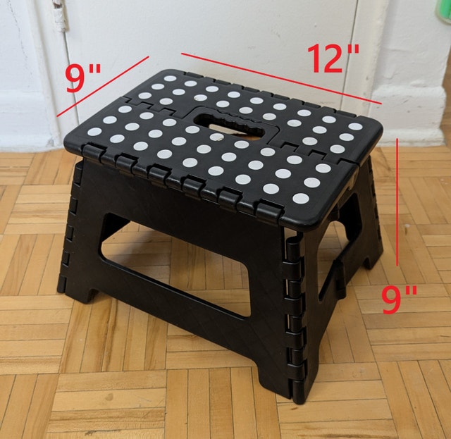 Folding Step Stool 9'' Plastic Foldable for Kids Non-Slip Surfac