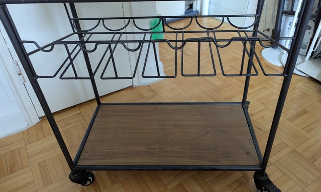 Rack Bar Cart Table Wooden Trolley with Wheels - photo 3