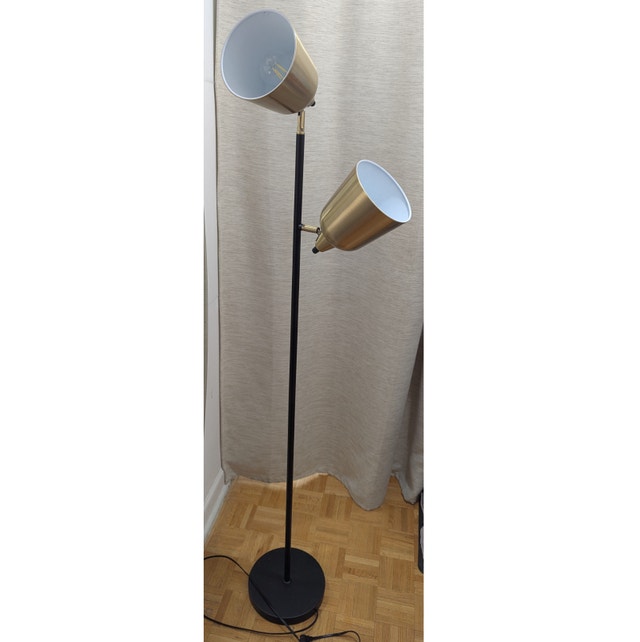 Adesso Malcolm Floor Lamp - Matte Black/Antique Brass
