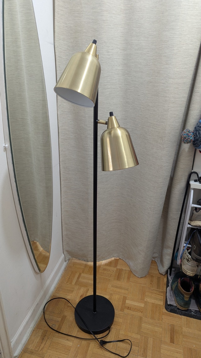Adesso Malcolm Floor Lamp - Matte Black/Antique Brass - photo 2
