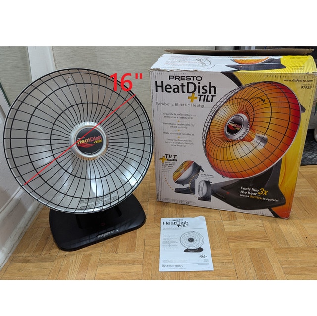 NEW PRESTO HeatDish Plus Tilt Parabolic Heater 1000W