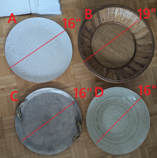 BIG HUGE Platter Tray Dish Plate Wood, Bamboo, Glass, Metal