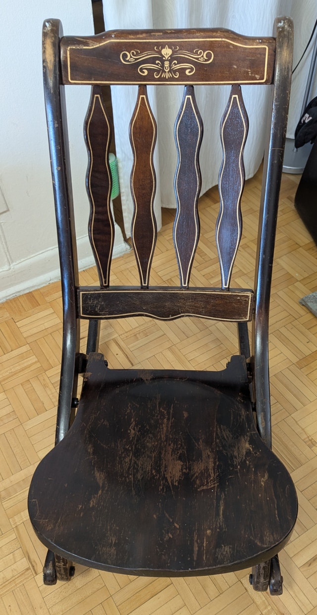Antique Vintage Folding Rocking Chair Beech Farmhouse - photo 2