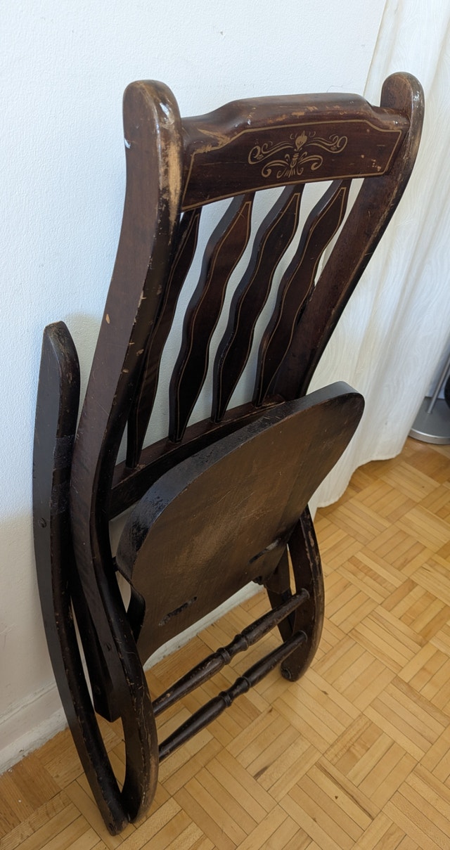 Antique Vintage Folding Rocking Chair Beech Farmhouse - photo 4