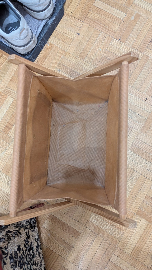 Vintage Folding Knitting Basket Sewing Bag - photo 2