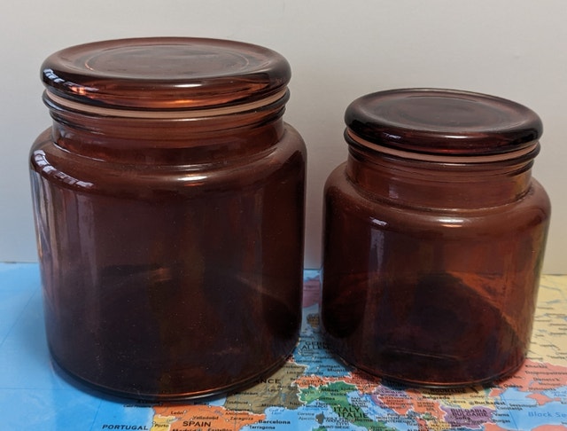 Ikea Segersjon Amber Jars with Lids - 2x (17oz+30oz)