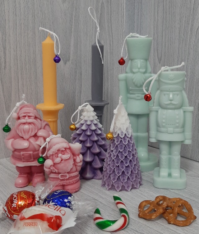 Handmade Christmas Holiday Candles - Nutcracker Decor