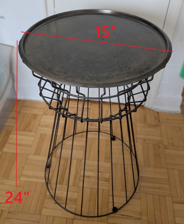 15" Round Metal Steel Side Table Patio Modern Accent Nightstand
