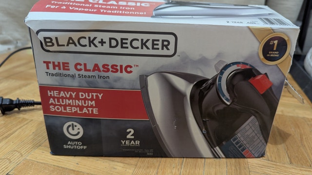 Classic Traditional Steam Iron Heavy Duty Aluminum Soleplate Bla - photo 4