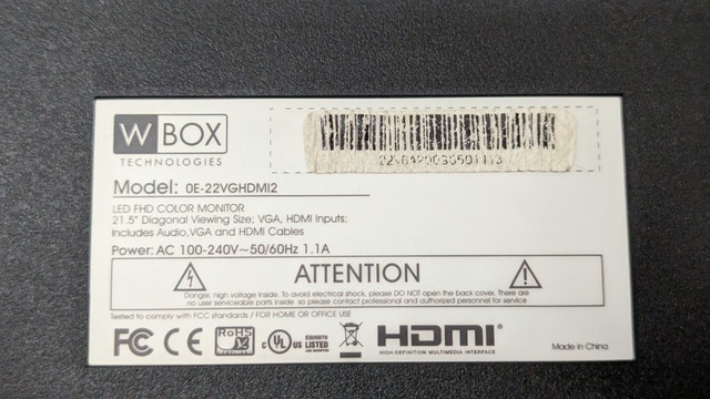 21.5" W Box HDMI LED Monitor 0E-22VGHDMI2 VGA - photo 5
