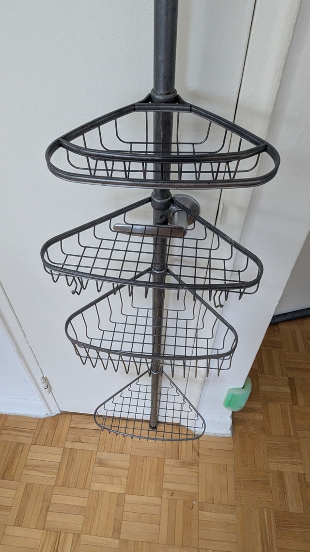 Used Adjustable Metal Shower Caddy Organizer, Tension Pole 4-She - photo 2