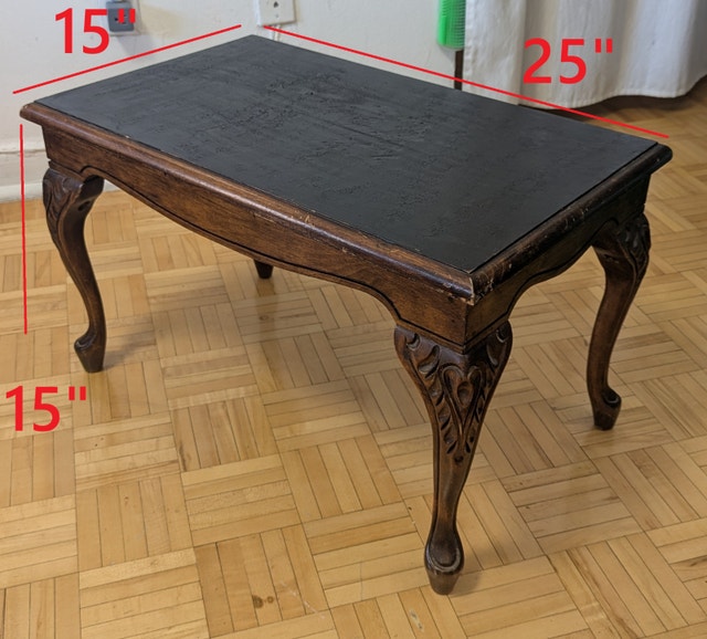 Wood End Table, Coffee Dining Table with carved legs