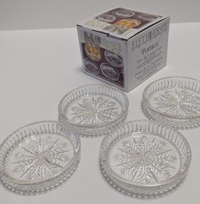 Fifth Avenue Set of 4 Lead Crystal Coasters