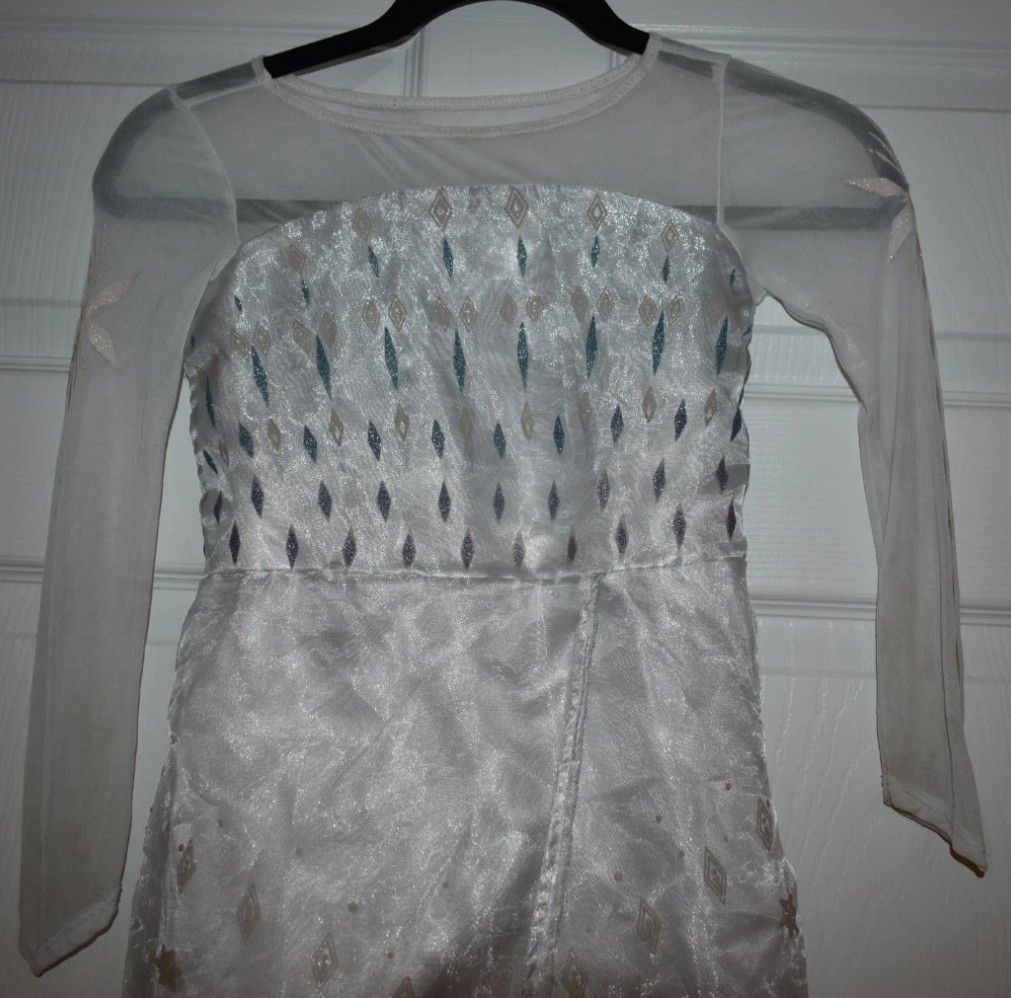 Disney Frozen Girls White Dress SZ 5