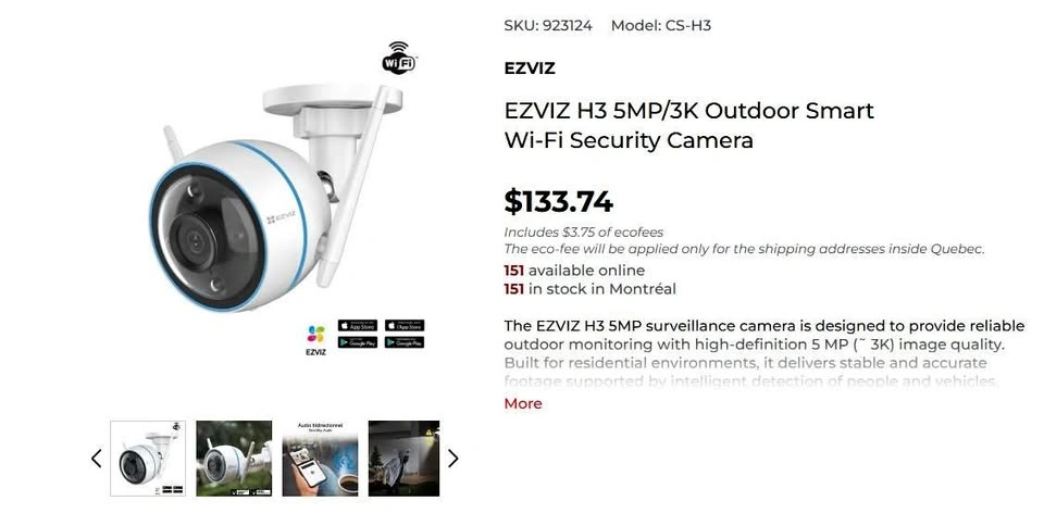 Brand New Sealed EZVIZ H3 5MP Outdoor Security Camera