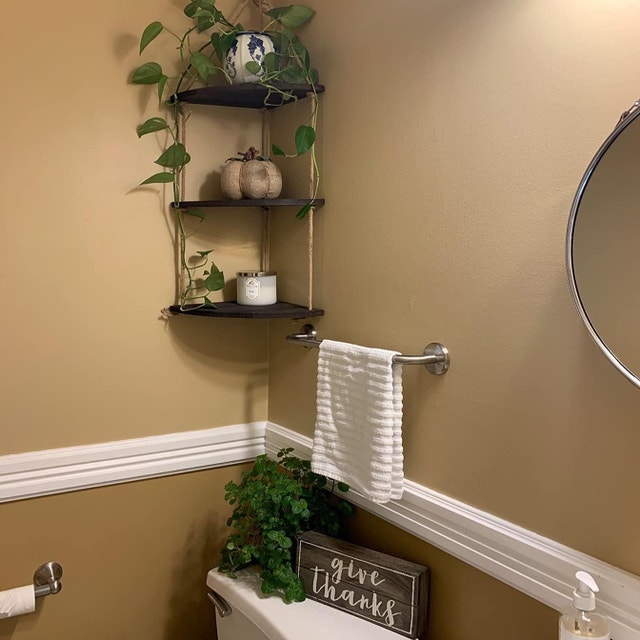 HANGING CORNER SHELF, Natural Wood and JUTE-ROPE (3-Tier) - photo 5