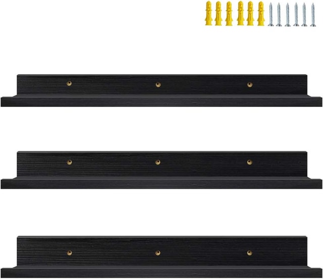 36 Inch Black Floating Wall Ledge Shelves Set of 3 - photo 2
