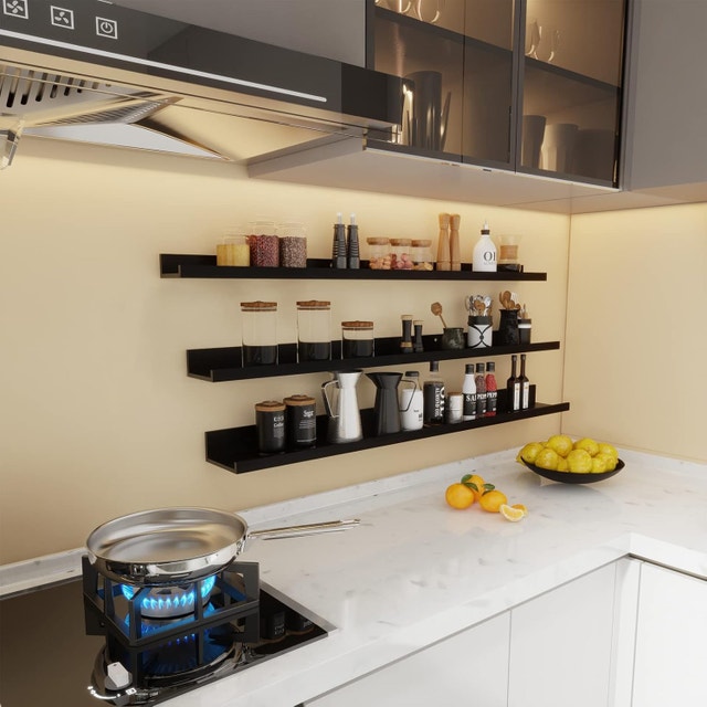 36 Inch Black Floating Wall Ledge Shelves Set of 3 - photo 5