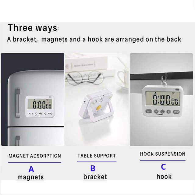 3-in-1 Kitchen Timer, Clock, Alarm Clock with Large Display - photo 4