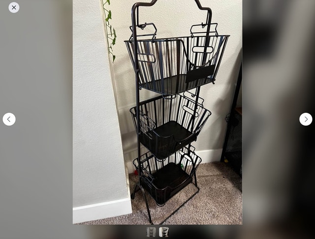 3-Tier Wrought Iron Storage Basket Stand - photo 3