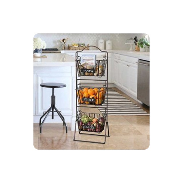 3-Tier Wrought Iron Storage Basket Stand - photo 4