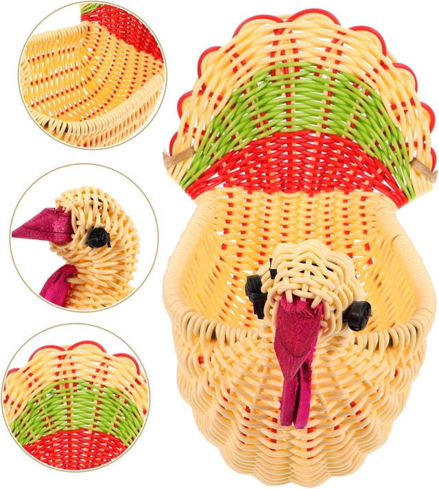 Thanksgiving Turkey Table Decor Bread Basket - photo 2