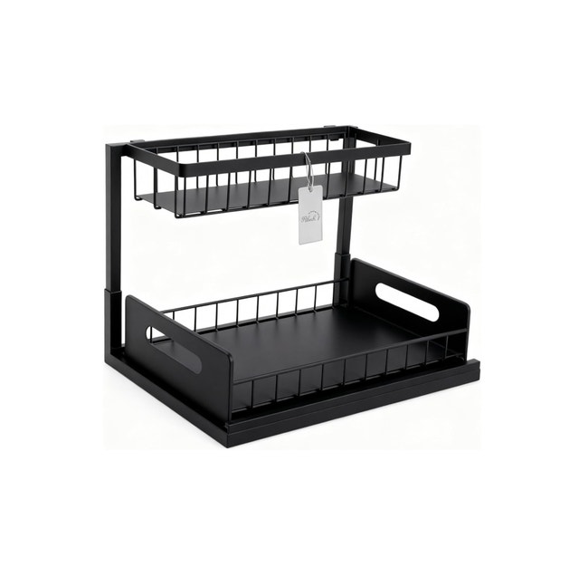 2-Tier Under Sink Organizer with Sliding Basket