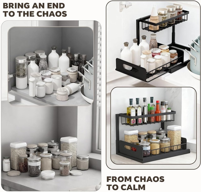 2-Tier Under Sink Organizer with Sliding Basket - photo 3