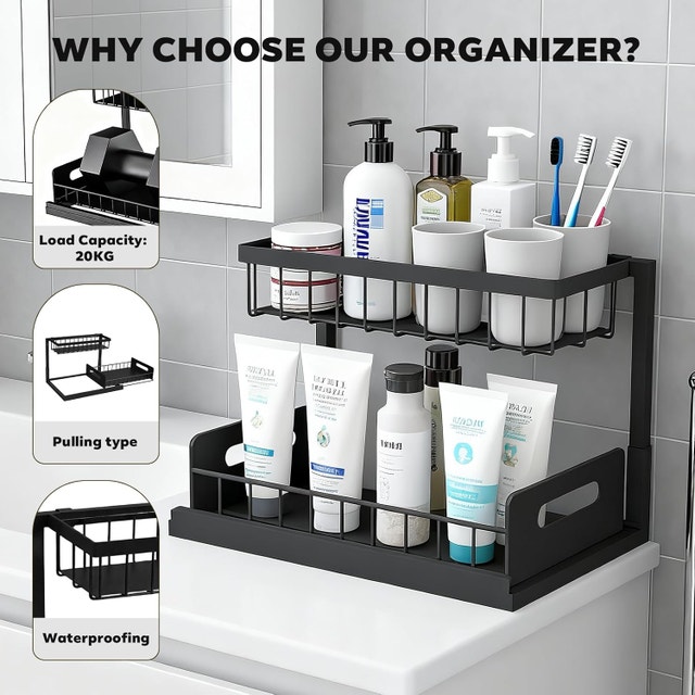 2-Tier Under Sink Organizer with Sliding Basket - photo 4