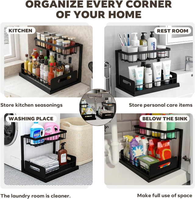 2-Tier Under Sink Organizer with Sliding Basket - photo 5