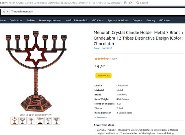 Seven Branch Menorah Candle Holder - photo 4