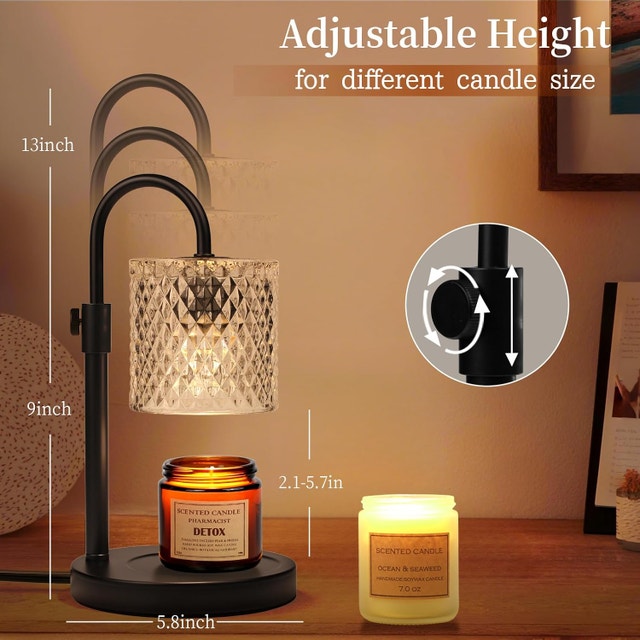 Candle Warmer Lamp with Adjustable Height, Timer, Dimmer, BLACK - photo 2