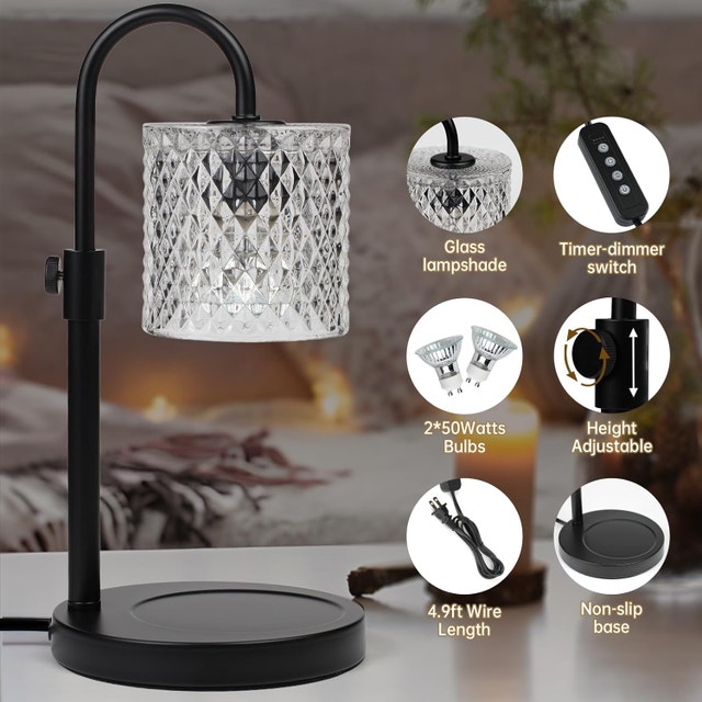 Candle Warmer Lamp with Adjustable Height, Timer, Dimmer, BLACK - photo 3