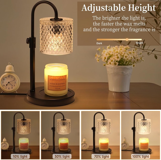 Candle Warmer Lamp with Adjustable Height, Timer, Dimmer, BLACK - photo 4