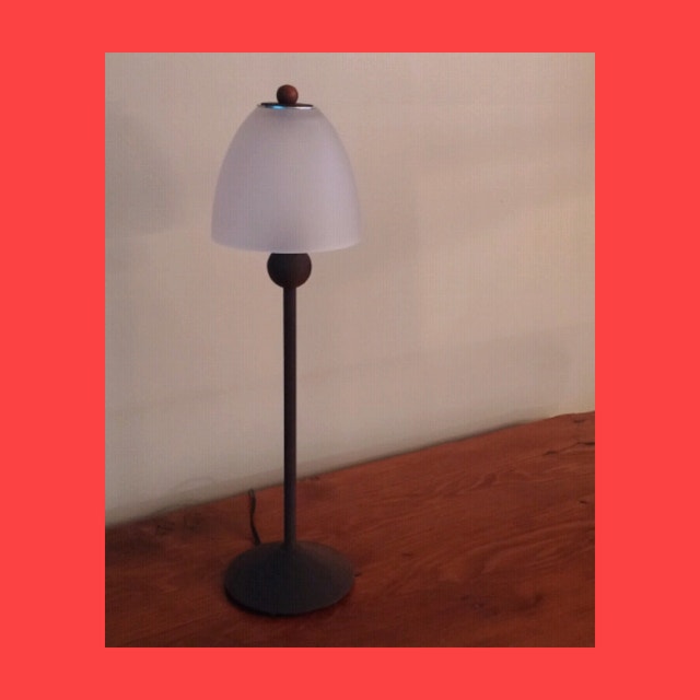 Tall Metal Table Lamp with Glass Shade
