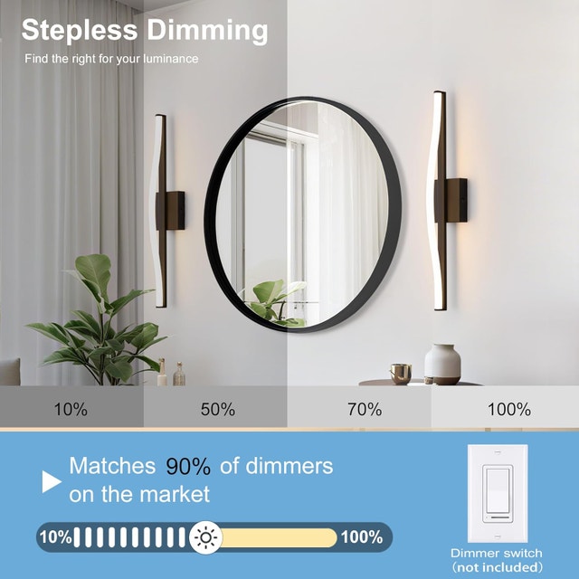Modern Bathroom, Bedroom Light, Black Vanity Light 5CCT Dimmable - photo 3