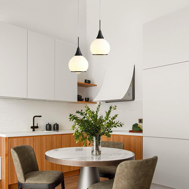 Farmhouse Matte Black Pendant Light Fixtures with Clear Glass
