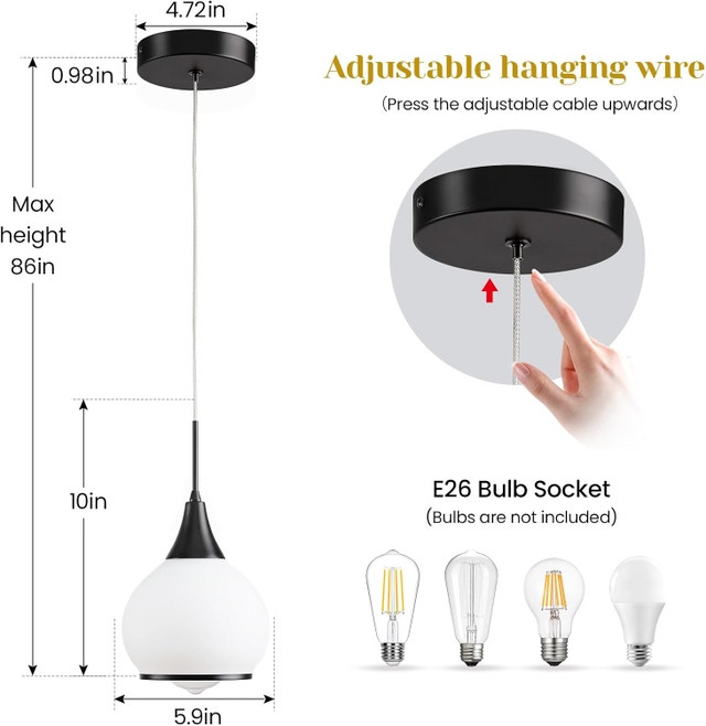 Farmhouse Matte Black Pendant Light Fixtures with Clear Glass - photo 2