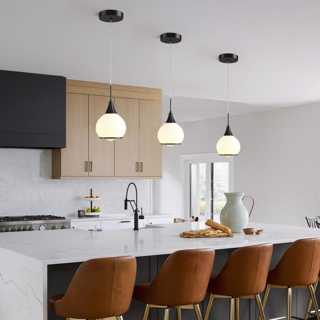 Farmhouse Matte Black Pendant Light Fixtures with Clear Glass - photo 3