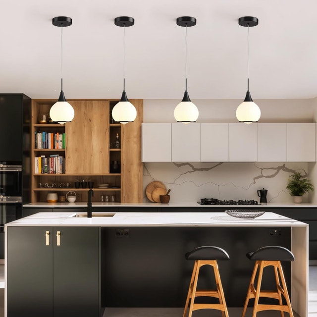 Farmhouse Matte Black Pendant Light Fixtures with Clear Glass - photo 4