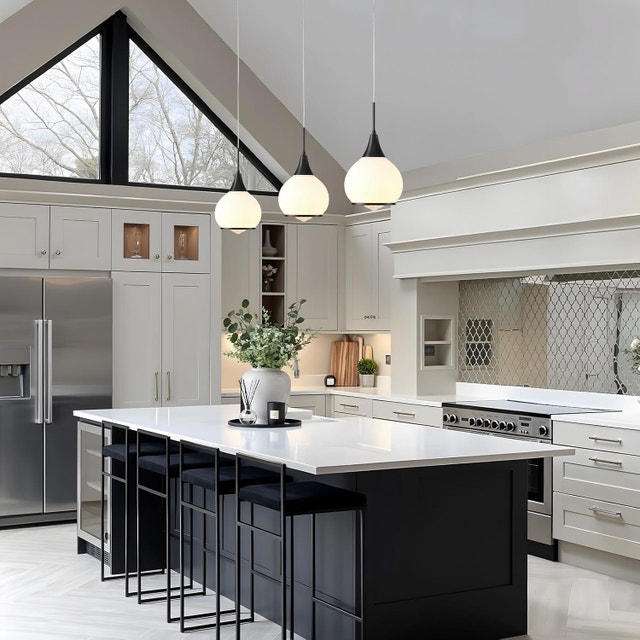 Farmhouse Matte Black Pendant Light Fixtures with Clear Glass - photo 5