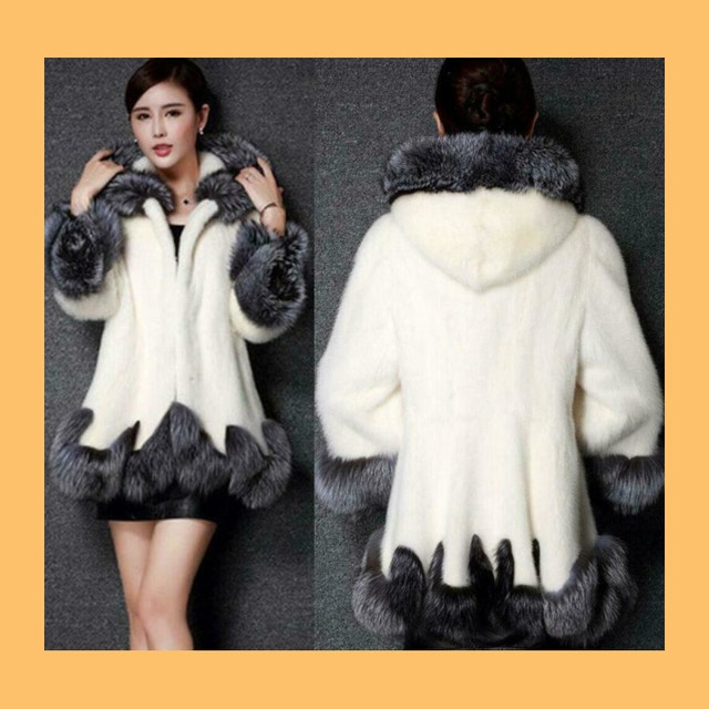 Beautiful Fur coat -White with Gray finish - NEW!