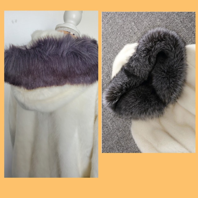 Beautiful Fur coat -White with Gray finish - NEW! - photo 4