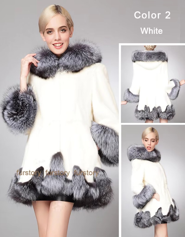 Beautiful Fur coat -White with Gray finish - NEW! - photo 5