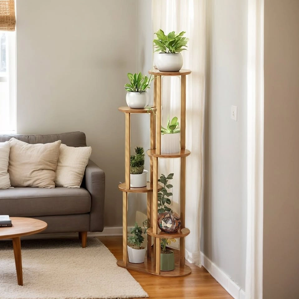 Bamboo Plant Display Rack with Circular Shelves $25 - photo 2